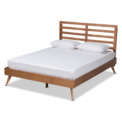 Baxton Studio Shiro Mid-Century Modern Ash Walnut Finished Wood Full Size Platform Bed